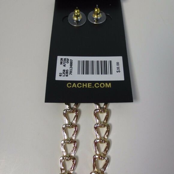 Cache Gold Oval Infinity and Drama Link earring SET OF 2 PCS NWT 58 Ea - Picture 2 of 6
